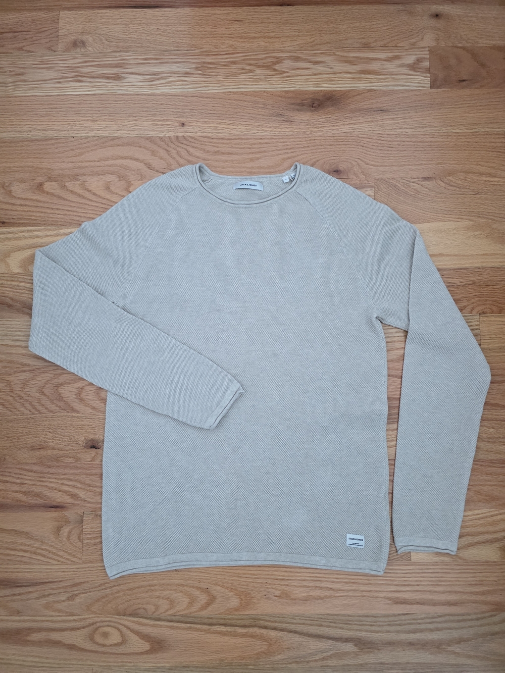 Jack & Jones Beige Textured Knit Crewneck